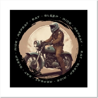 Eat Sleep Ride Repeat motorcycle Posters and Art